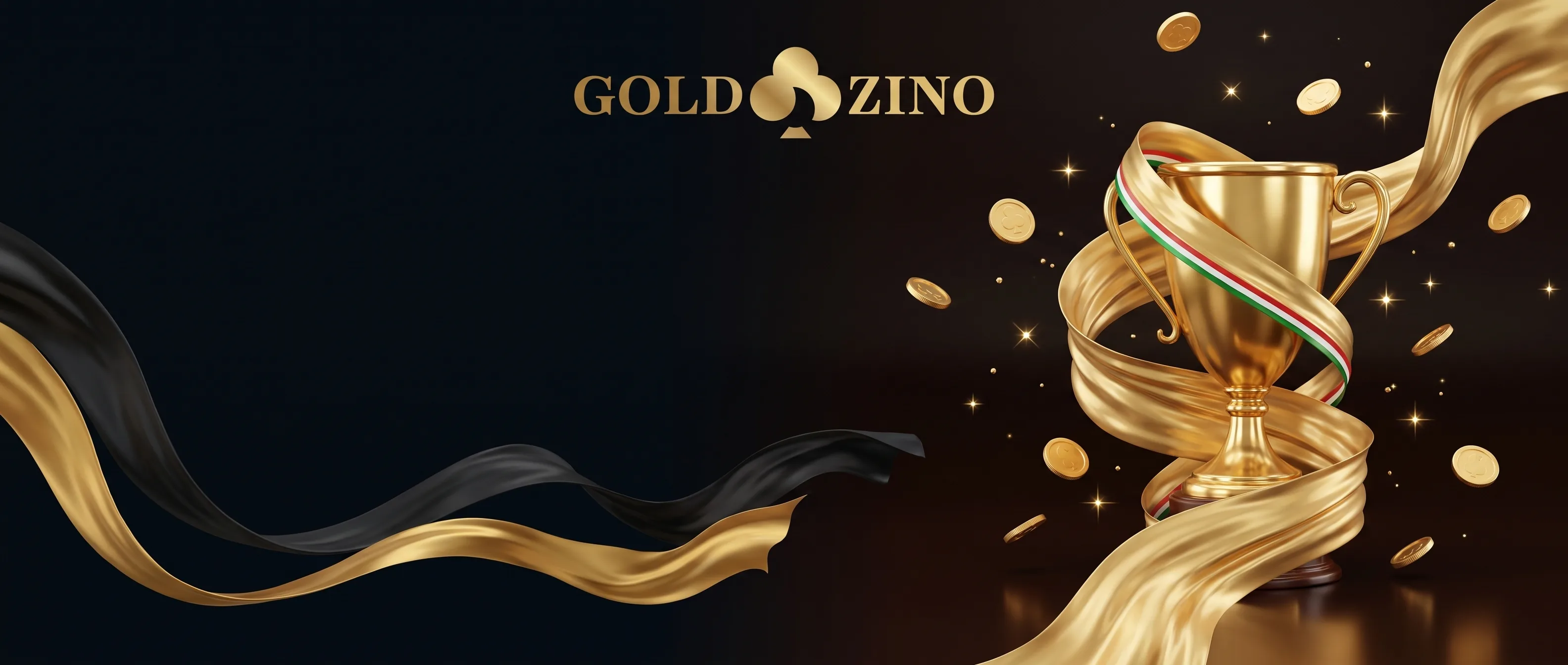 Trofeo dorato GoldZino con nastri e monete